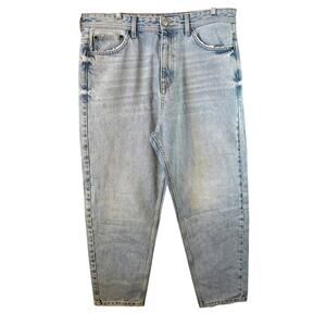 Pull&Bear Sample Mom Jeans Light Wash Distressed High Rise Womens 14 16 90s